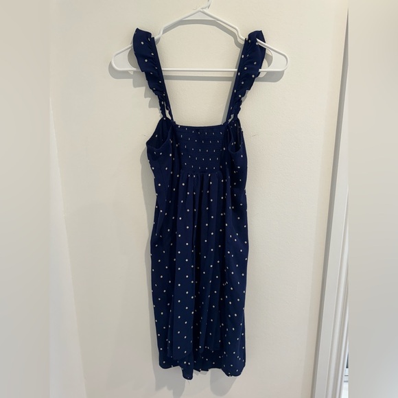 Madewell Women Blue Ruffle-Strap Button-Front Mini Dress Polka Dot Size 0 - Picture 6 of 7